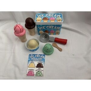 Melissa and Doug Ice Cream Scoop + Stack Cone Magnetic Play Set Summer Food